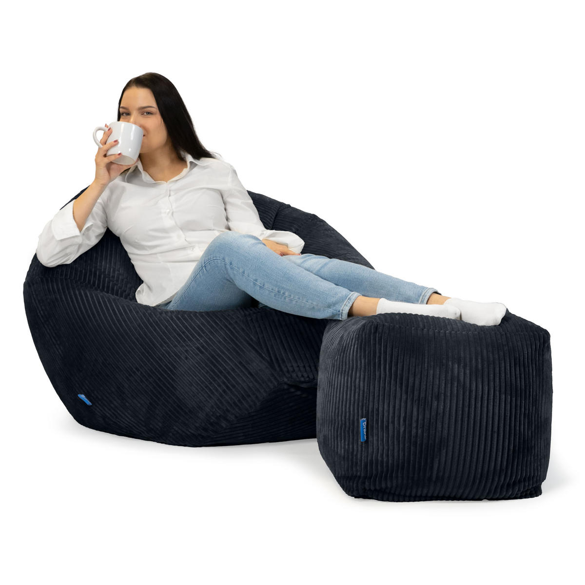 SITZWÜRFEL Cubo Cord schwarz - Schwarz, Textil (40/40/40cm) - Bruni