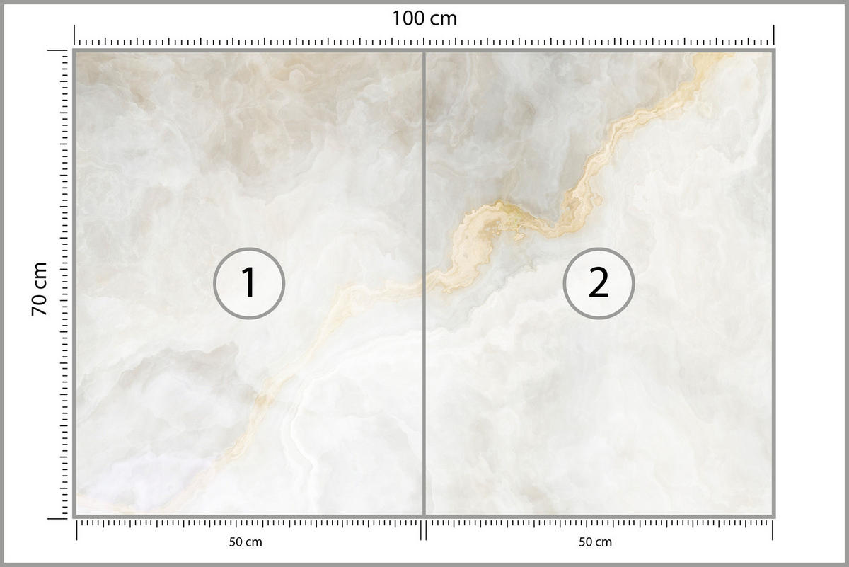 FOTOTAPETE für Wohnzimmer Zarter Marmor Goldakzente 100x70 - Beige/Goldfarben, Papier (100/70cm) - Muralo