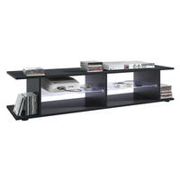 LOWBOARD Movie mit weißer LED Beleuchtung - Schwarz, Holzwerkstoff (134/29/37.5cm) - Vladon