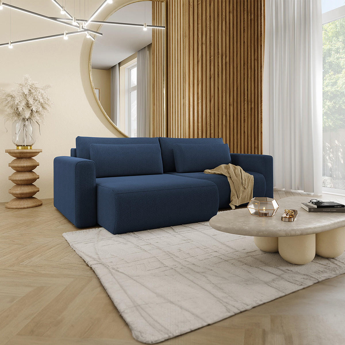 ECKSOFA Evy 3 Sitzplätze Blau - Blau, Holz (240/149cm) - Petits-meubles