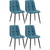 STUHL 4er Set Stoff Blau - Blau/Schwarz, Textil/Metall (45/84/55cm) - CLP