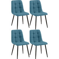 STUHL 4er Set Stoff Blau - Blau/Schwarz, Textil/Metall (45/84/55cm) - CLP