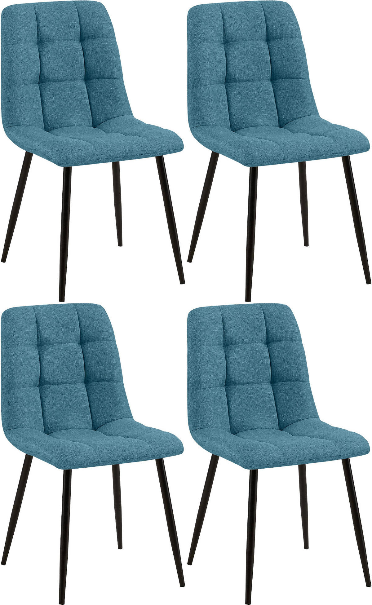 STUHL 4er Set Stoff Blau - Blau/Schwarz, Textil/Metall (45/84/55cm) - CLP
