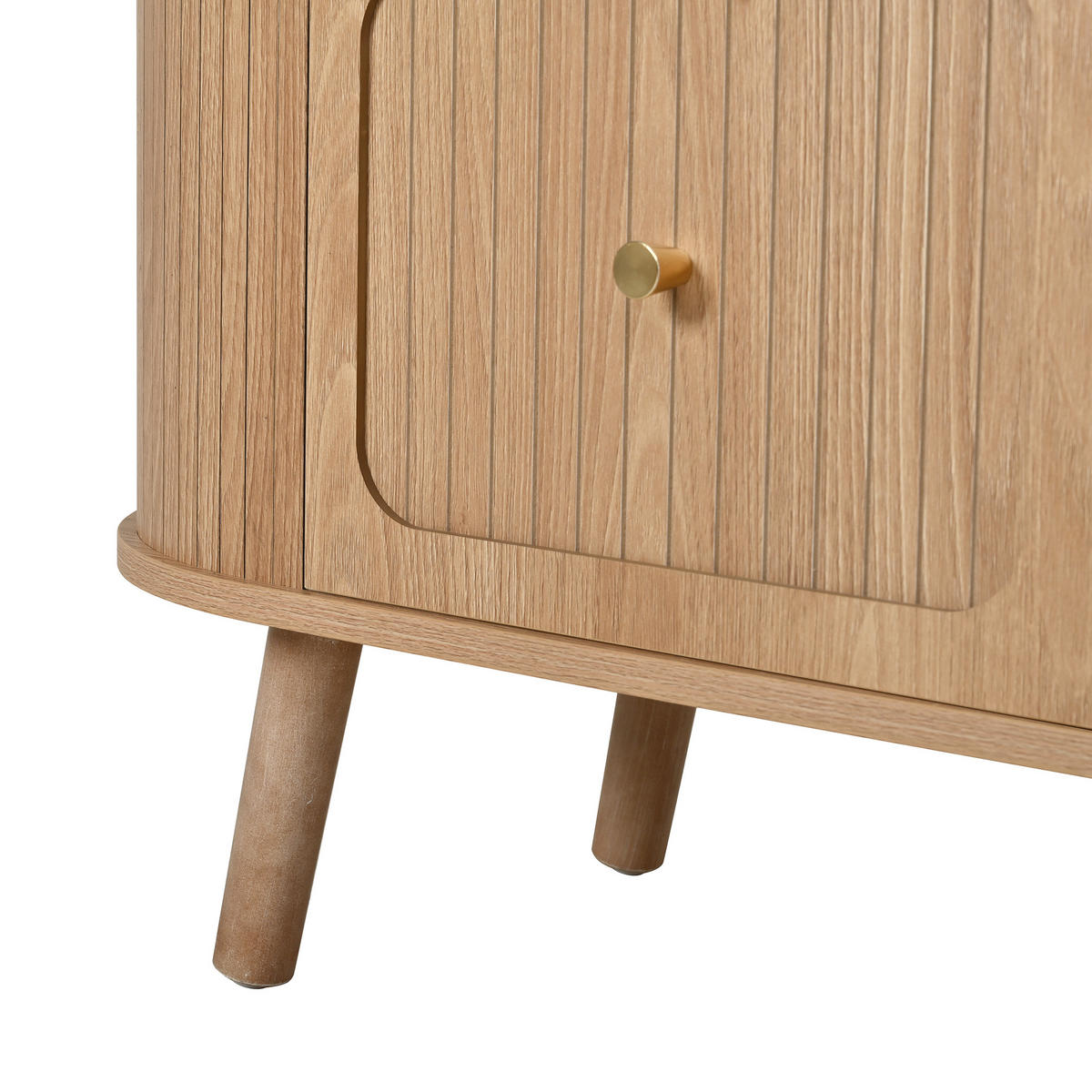 TV-LOWBOARD 180 x 38 x 47 cm, 4 Türen, goldene Griffe, Holzfüße, Natur - Naturfarben, Holzwerkstoff (180/47/38cm)