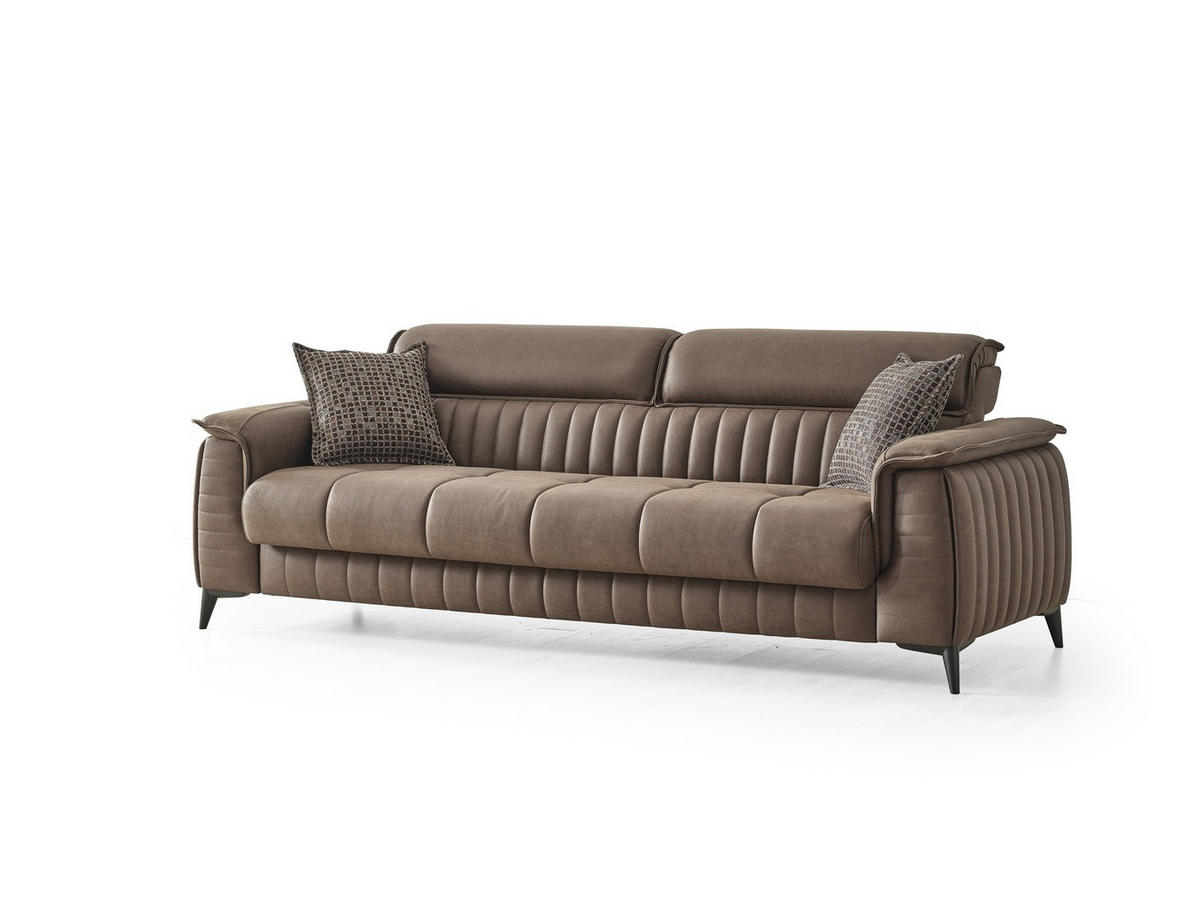 SITZGARNITUR Regina, Braun Stellvariante 3+3+1 - Braun, Holzwerkstoff/Kunststoff (243/85/95cm)