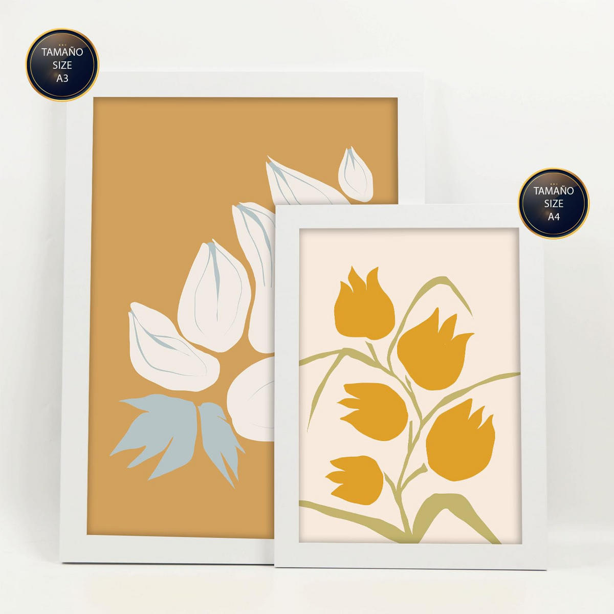 POSTER Set Mit 6 Flora Geht In Blume Zusammenfassung Ästhetische Dekorative Gemälde Für Ihr Wohnzimmer, Schlafzimmer, Zuhause A3 & A4 Weißer Rahmen - Weiß, Papier (29/3cm) - Nacnic