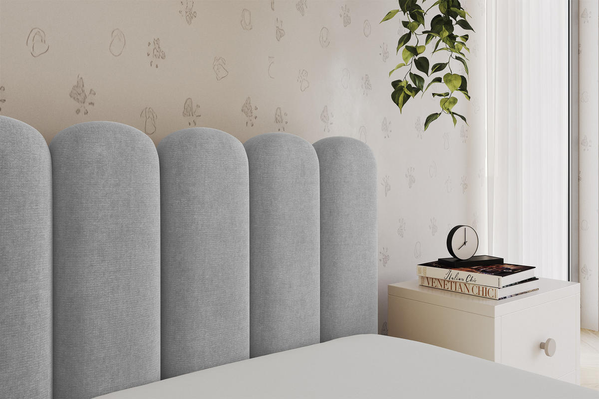 EINZELLBETT Jugendbett mit Bettkasten und Matratze H3/H4, Links - HUGY 100x200 Grau - Hellgrau, Holzwerkstoff/Textil (100/200cm) - ALTDECOR