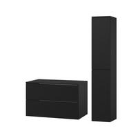 BADMÖBEL-SET Color Schwarz 2-Teilig (2S 80 + 2D 160) - Schwarz, Holzwerkstoff (110/160/45cm) - mzm24