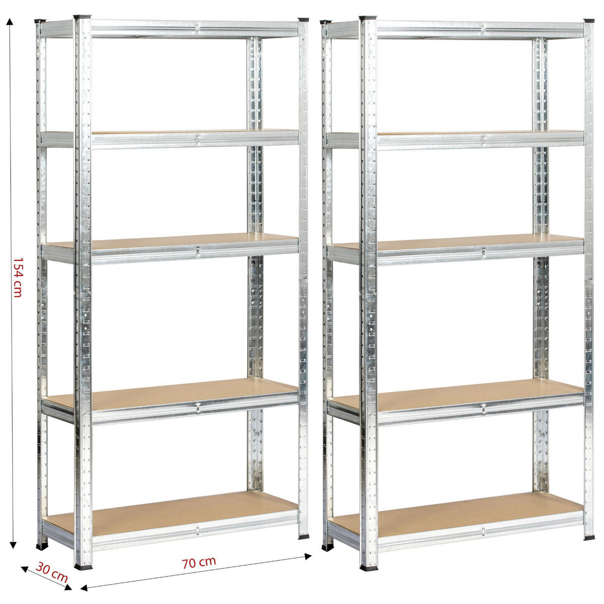 SCHWERLASTREGAL galvanisiertes Silber 70x30x154 cm - Silberfarben, Metall (70/154/30cm) - Akord