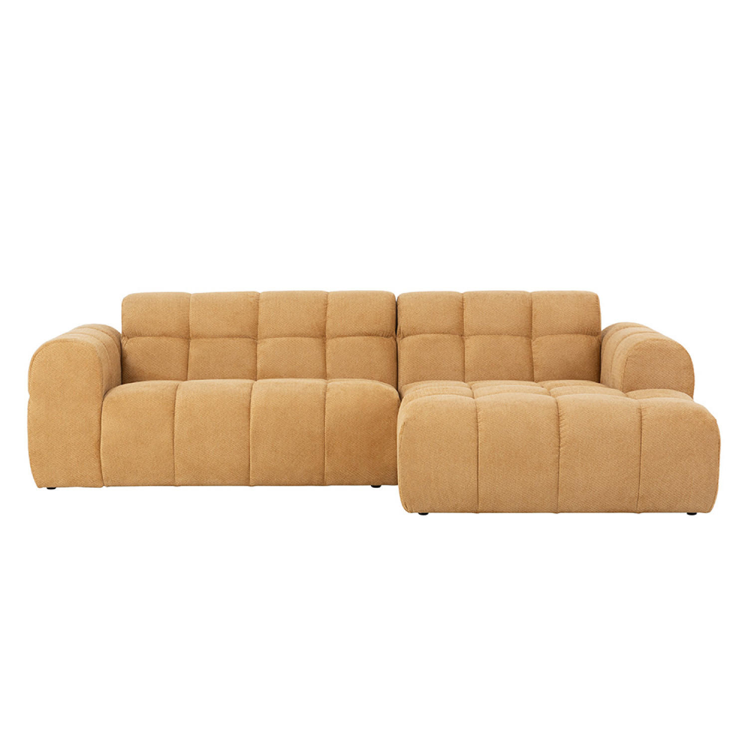 ECKSOFA salford gelb 3-sitzer samt - Gelb, Holz (262/145cm) - Concept Usine