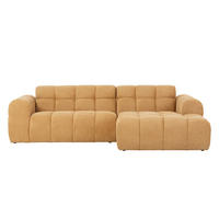 ECKSOFA salford gelb 3-sitzer samt - Gelb, Holz (262/145cm) - Concept Usine