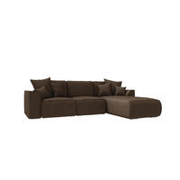 ECKSOFA GUSTO Cordstoff Braun Rechts inkl. Schlaffunktion - Chromfarben/Braun, Kunststoff/Textil (295/194cm) - 99rooms