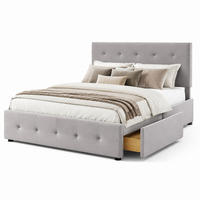 POLSTERBETT 140/200 cm in Grau mit 4 Schubladen und Lattenrost Samt - Grau, Holzwerkstoff/Textil (140/200cm) - CHICFURN