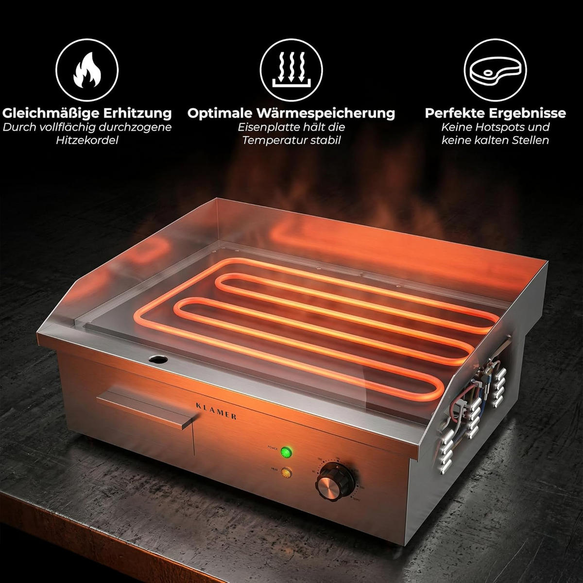 ELEKTROGRILL 3000W Edelstahl - Edelstahlfarben, Metall (43.5/23.5/55cm) - KLAMER