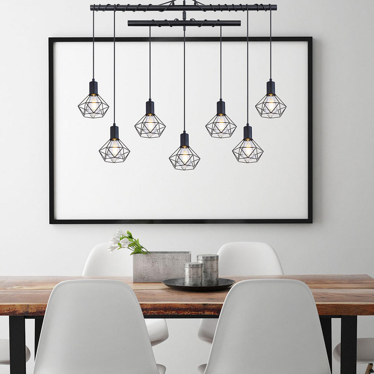 HÄNGELEUCHTE Käfig Design Schwarz matt - Schwarz, Metall (100/15/100cm)