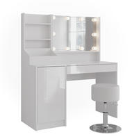 SCHMINKTISCH Sherry Weiß/Weiß Hochglanz 119.8 cm 5 Teile - Weiß Hochglanz, Holzwerkstoff (119.8/76/50.1cm) - Vicco