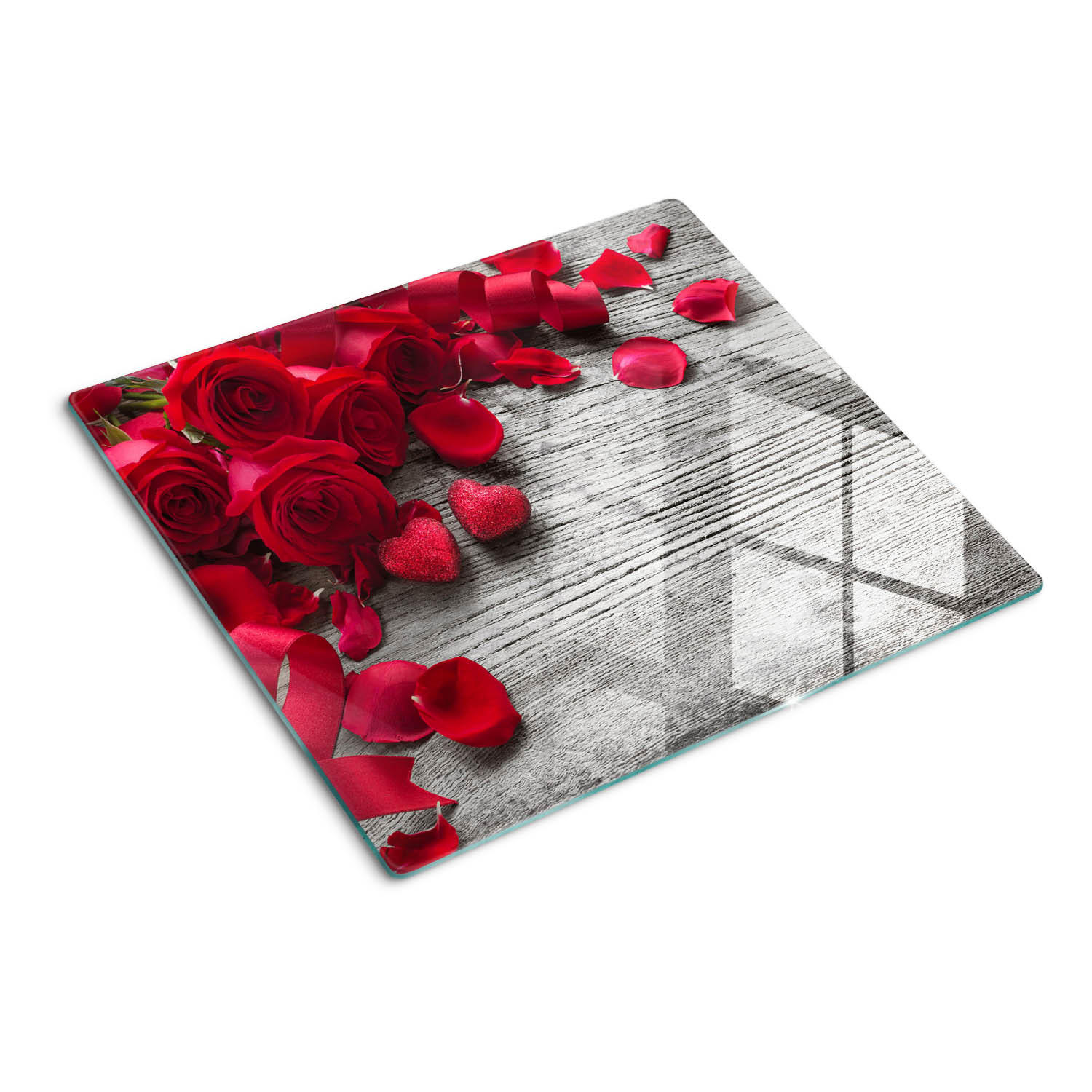 GLASPLATTE 60x52 cm Rote Rosen - Rot, Glas (60/0.4/52cm) - TULUP