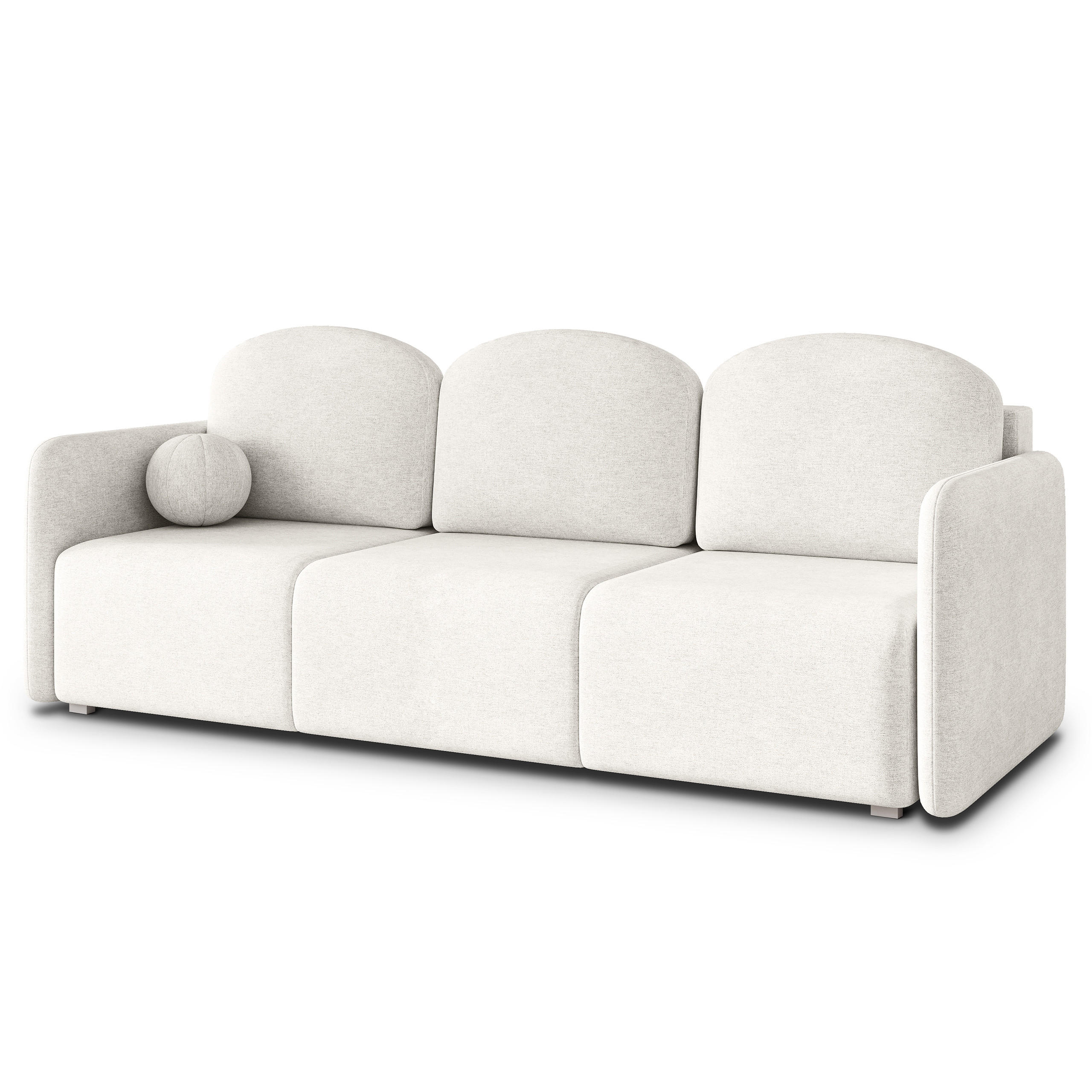 BETTSOFA SUVI III NV Creme Geflochtener Stoff mit Schlaffunktion - Creme, Textil (90/85/220cm) - MASSENO