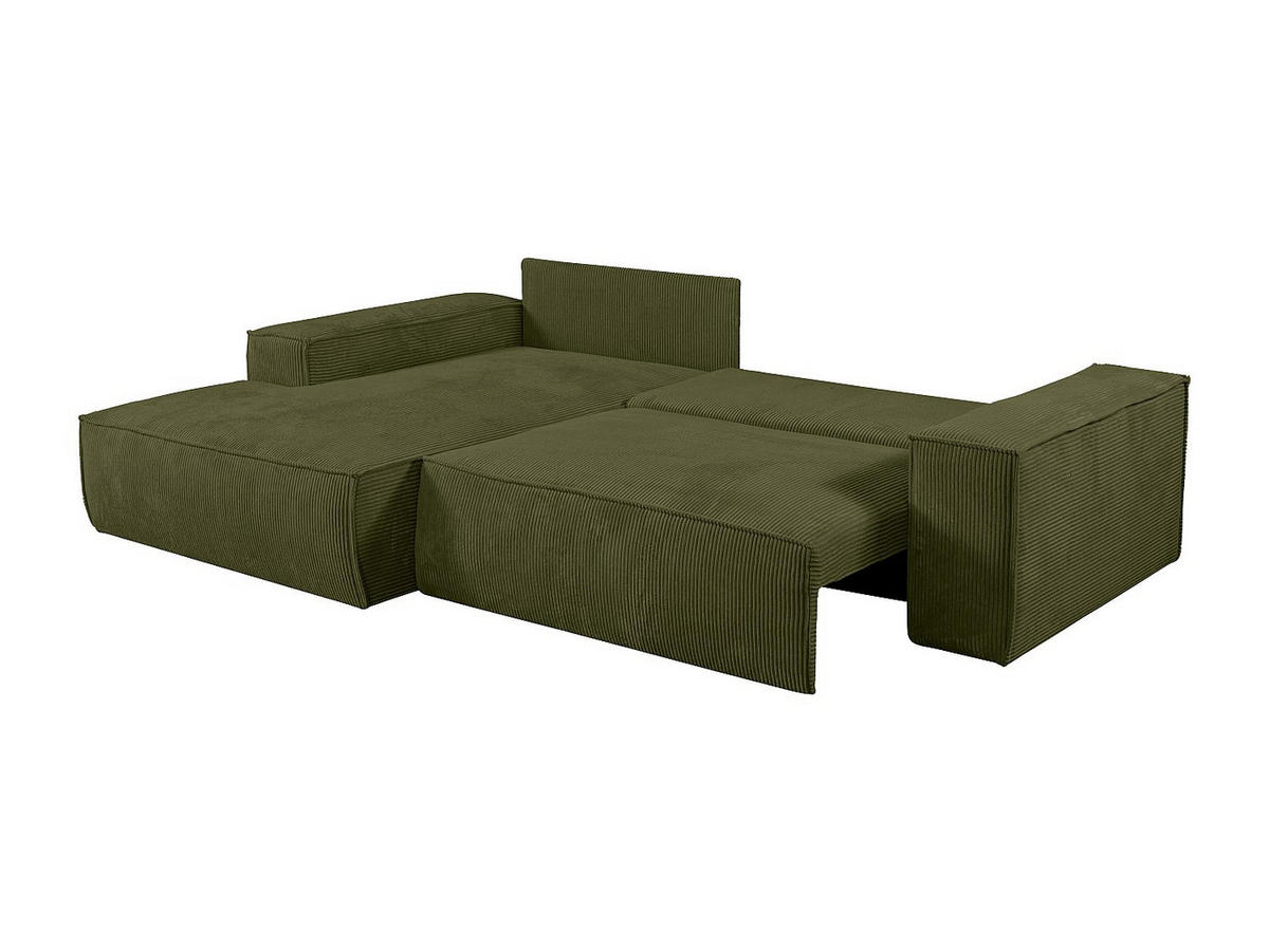 SCHLAFSOFA - 4 Personen - Samt, Stoff - Khaki - - Olivgrün, Textil (267/85/167cm) - Vente-Unique