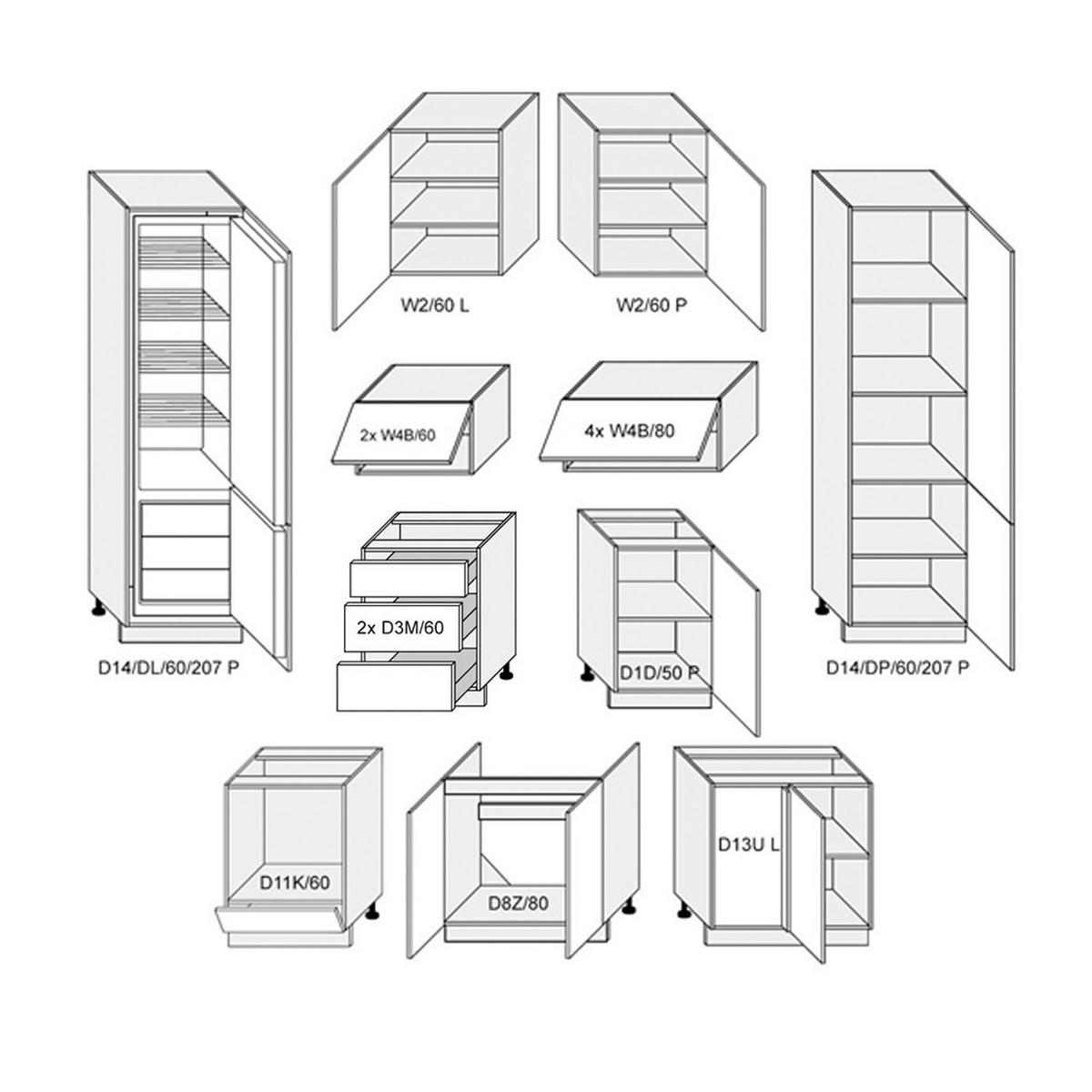 WINKELKÜCHE Avellino eiche artisan / Acryl weiß matt & Acryl stone grey matt 16-teilig - Weiß/Grau, Holzwerkstoff (290/243/305cm) - Feldmann-Wohnen