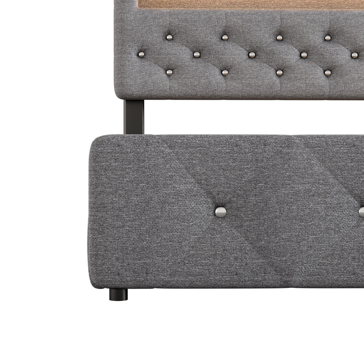 POLSTERBETT 140/200 cm Grau mit Bettauszug und 2 Schubladen - Grau, Textil (140/200cm) - OKWISH