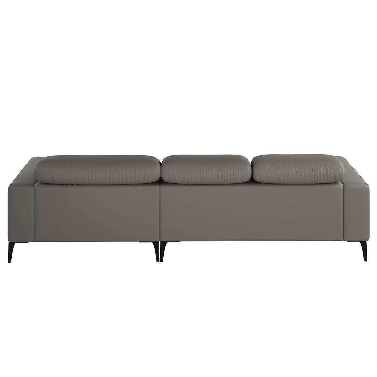 ECKSOFA mit Longchair - Schwarz/Grau, Leder/Metall (265/180cm) - home24