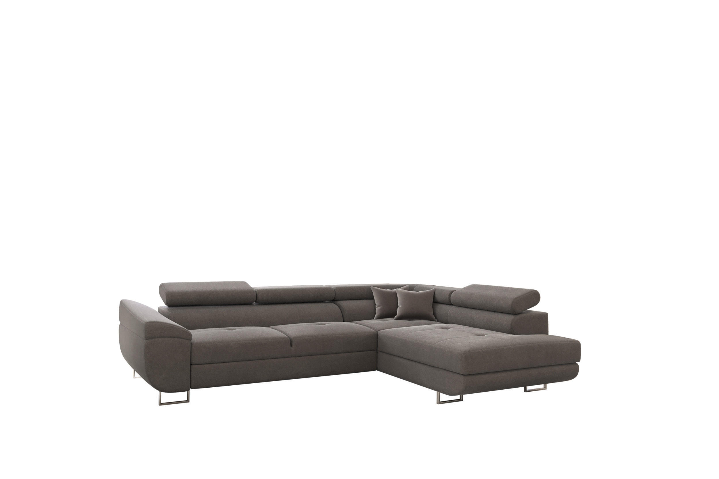 ECKSOFA FALIO L-Form Mit Schlaffunktion Im Modernen Stil Für Das Wohn Und Schlafzimmer Grau Rechts - Grau, Holz/Textil (275/202cm) - Kaiser Möbel