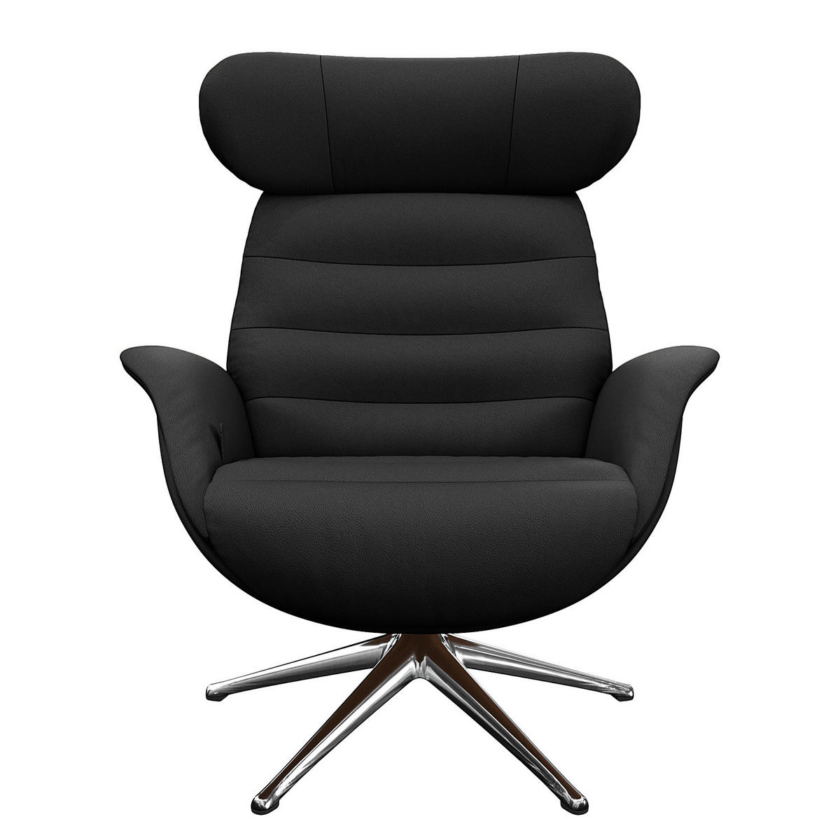 RELAXSESSEL - Chromfarben/Schwarz, Leder/Metall (90/107/90cm) - home24