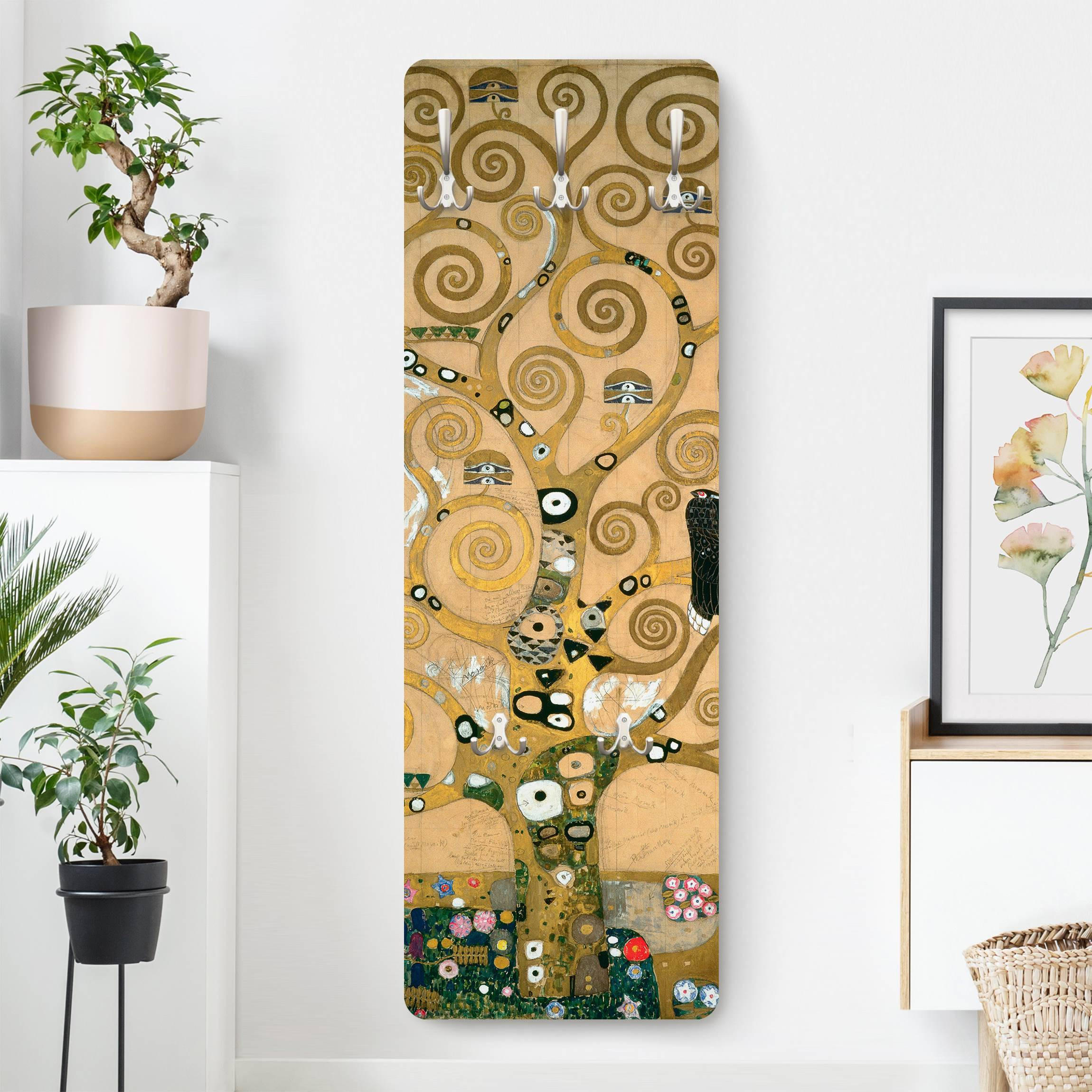 WANDGARDEROBE - Gustav Klimt - Der Lebensbaum 34/105 cm - Goldfarben, Holzwerkstoff (34/105/1.6cm) - Bilderwelten