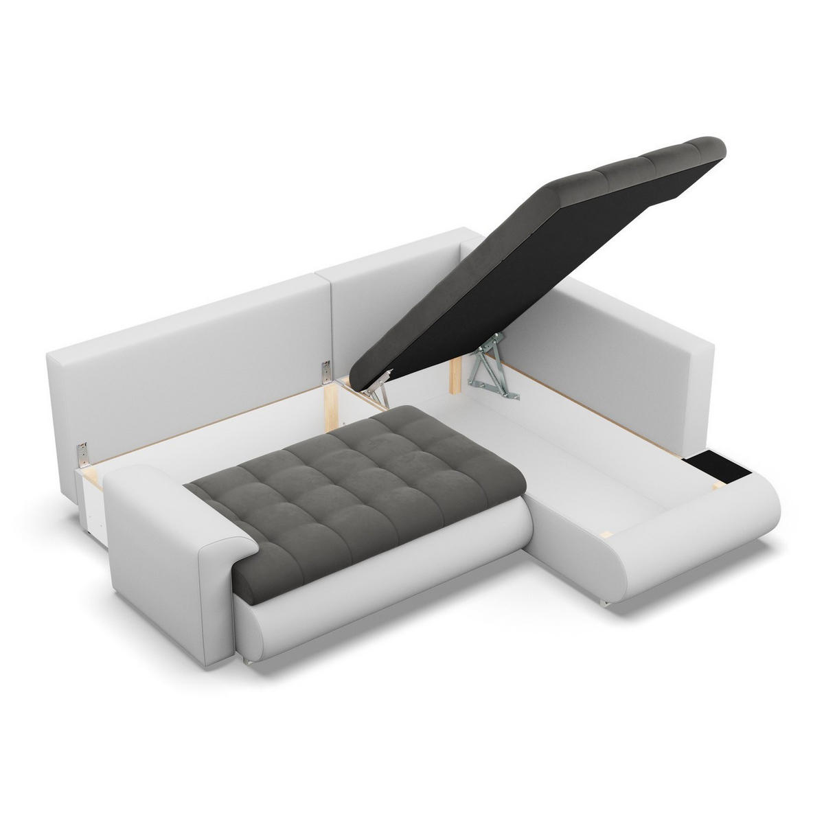 ECKSOFA RECHTS MIT SCHLAFFUNKTION FORESTA, Dunkelgrau + Grau - Dunkelgrau/Hellgrau, Textil (230/200cm) - Mebligo
