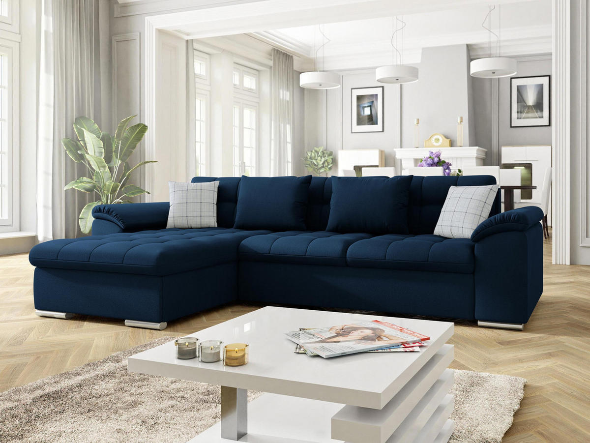 ECKSOFA Diana, Seite: Links - Dunkelblau, Holz/Textil (280/160cm) - MIRJAN24