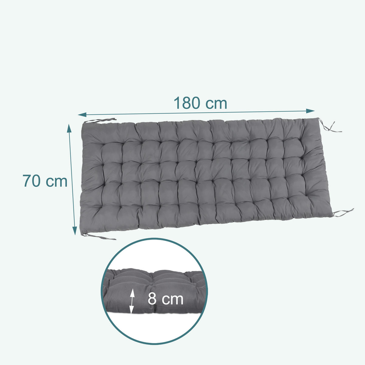 LAVIČKOVÝ sedák - sivá, textil/plast (70/8/180cm) - Relaxdays