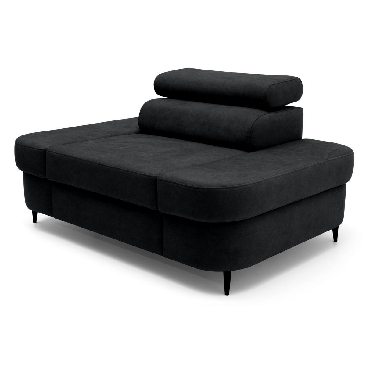 SESSEL PRIAM mit verstellbare Kopfstütze Velours Anthrazit - Anthrazit/Schwarz, Holz/Textil (145/97/105cm) - Muffo