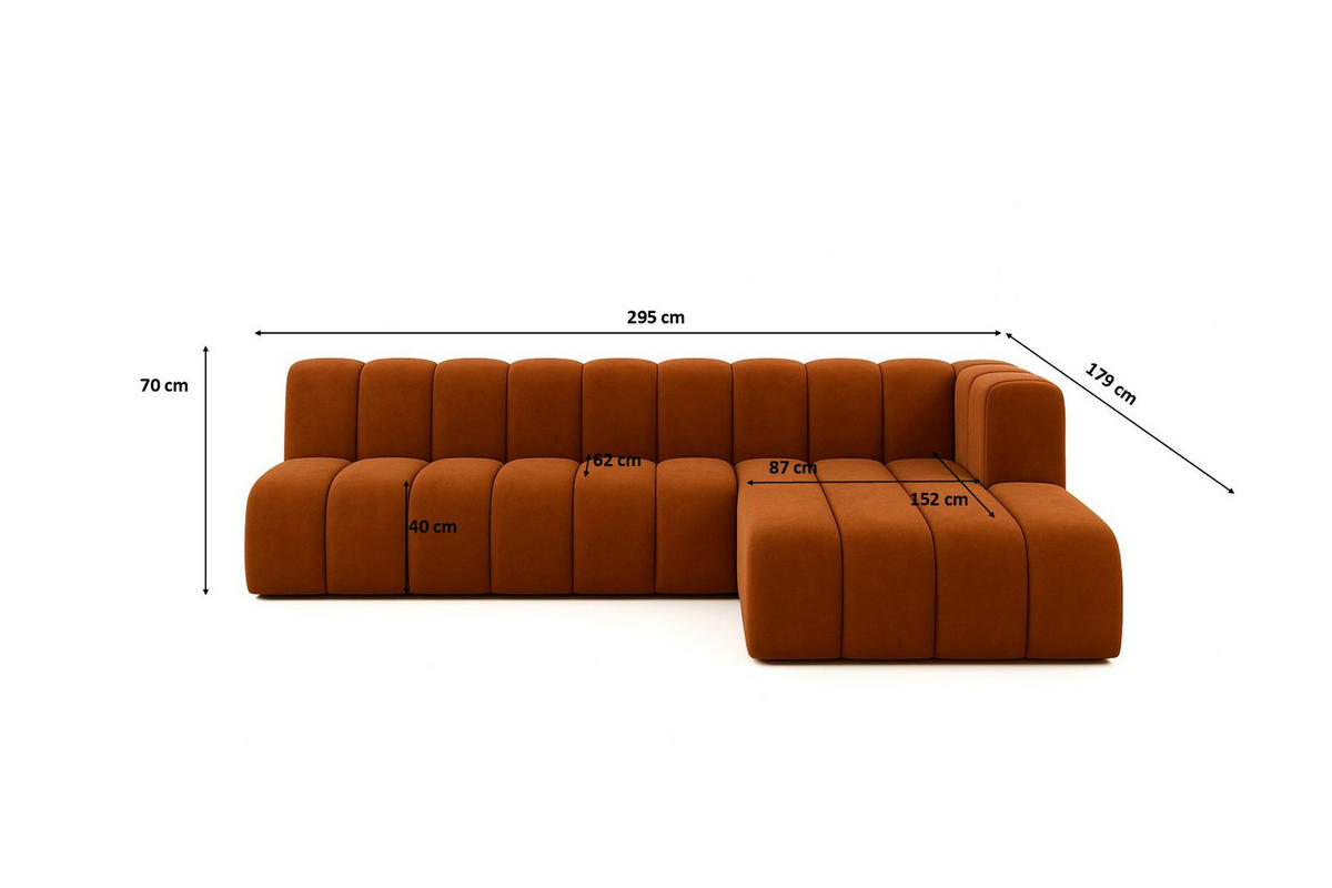 ECKSOFA GRAND L 295 cm, Stoff Salvador, Braun, Rechts - Braun, Holz (295/179cm) - Kaiser Möbel