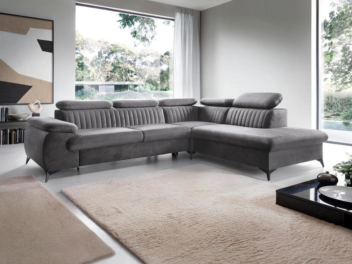 ECKSOFA BELT Grau 275x221x95 cm - Grau, Textil (275/221cm) - FURNLUX