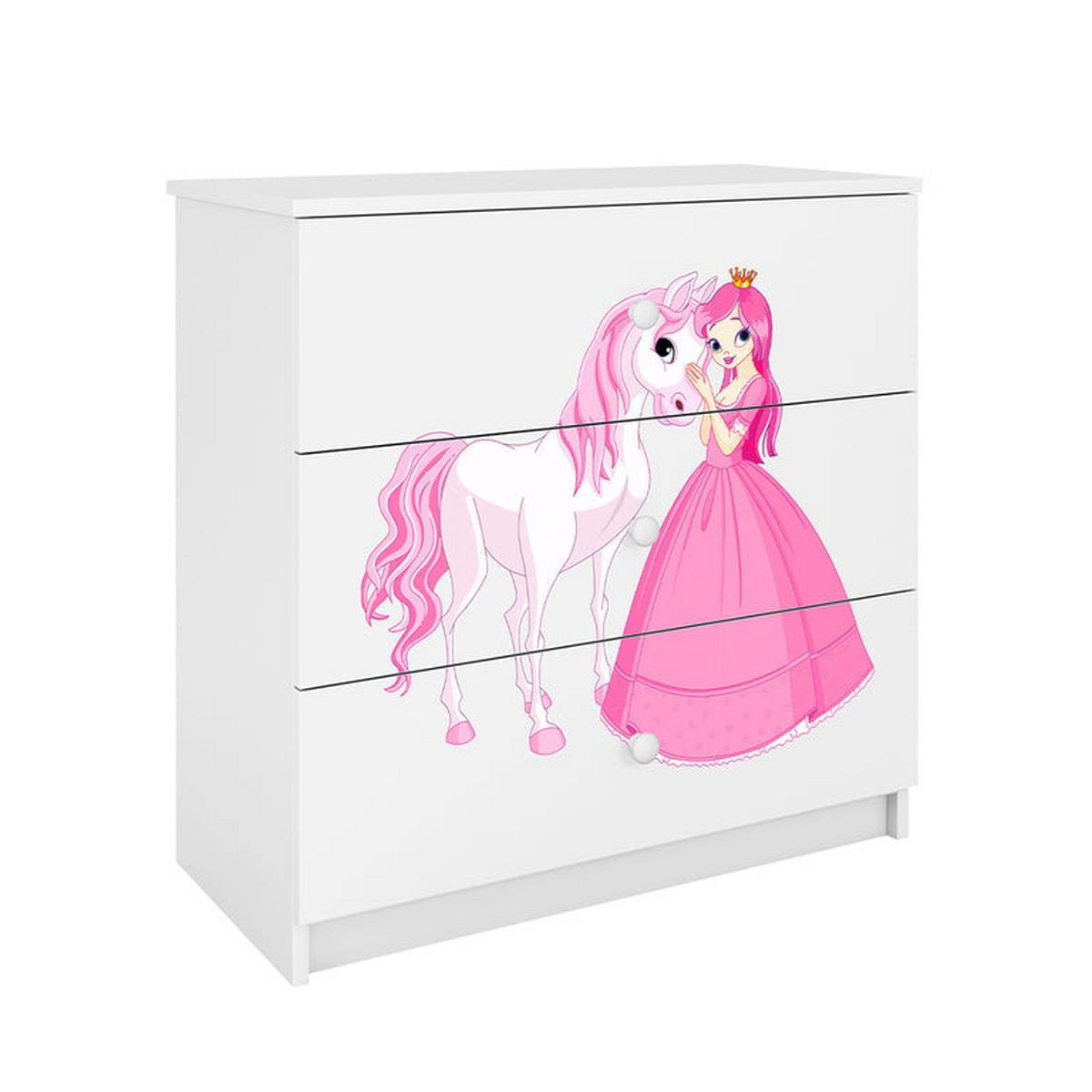 BYRÅ Babydreams Prinsessan Häst 81/81/41 - Vit, Träbaserade material (81/80/41cm) - Petits-meubles