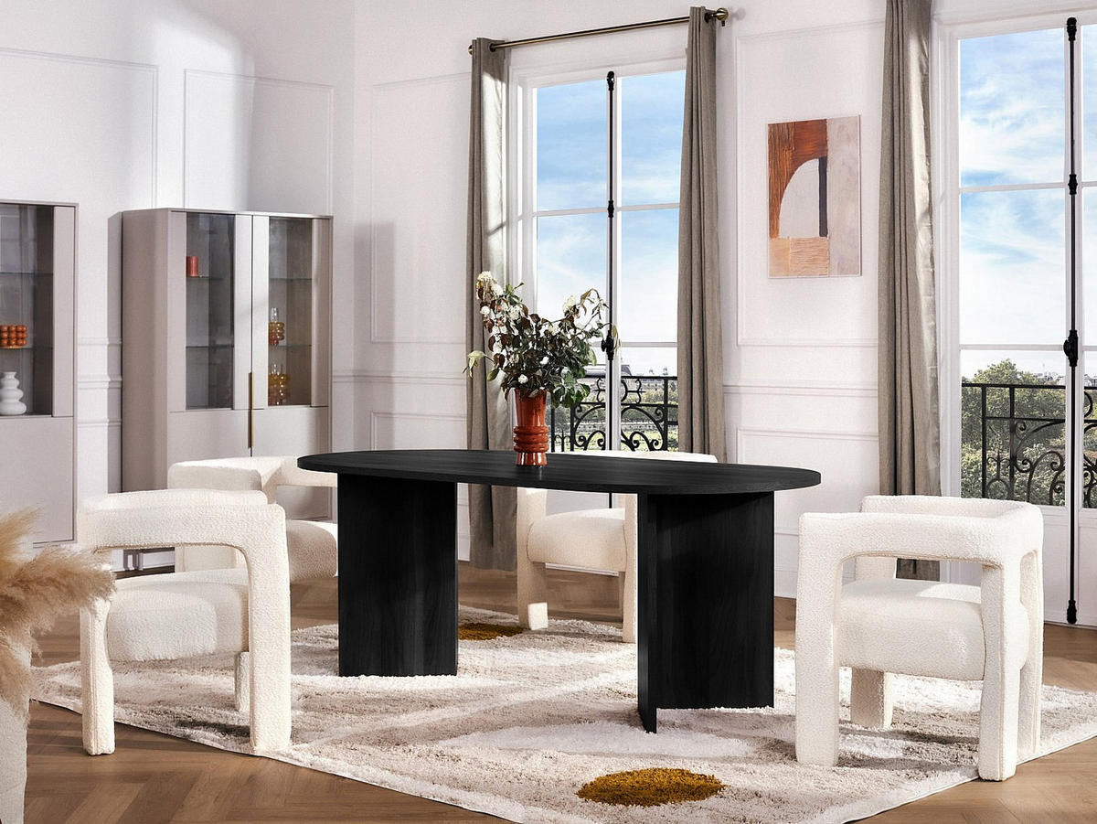 ESSTISCH 8 Personen - Schwarz - TOPANIA - Schwarz, Holz (200/90/74.7cm) - Vente-Unique