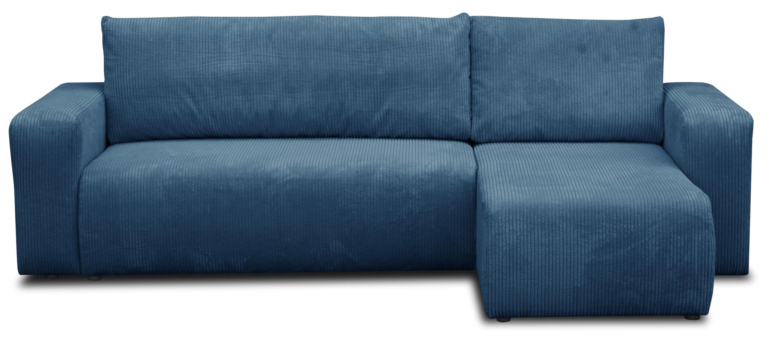 ECKSOFA LUNA mit Schlaffunktion und Bettkasten Cord-Stofff (Blau) - Blau, Textil (244/142cm) - VENASI MÖBEL