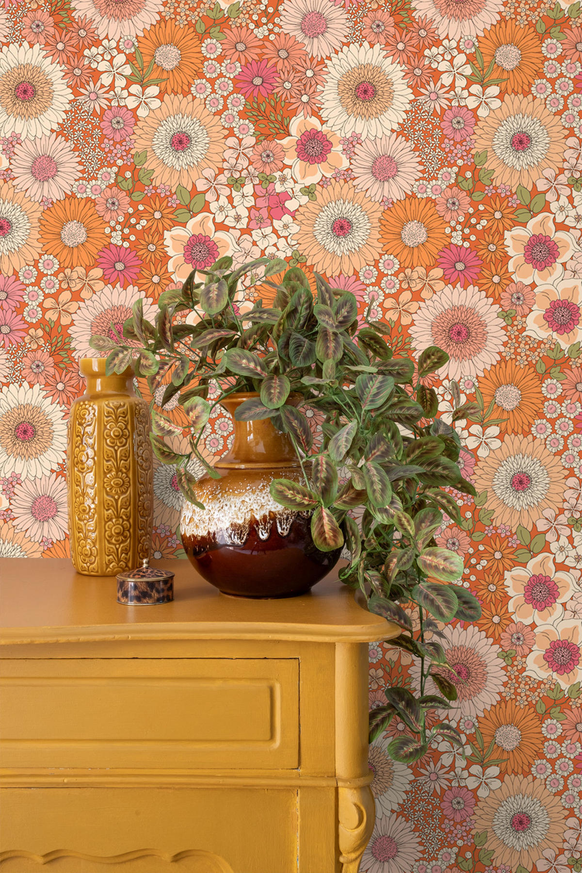 TAPETE Retro Blumen 53 cm x 10.05 m - Pink, Papier (53/1000cm) - ESTAhome