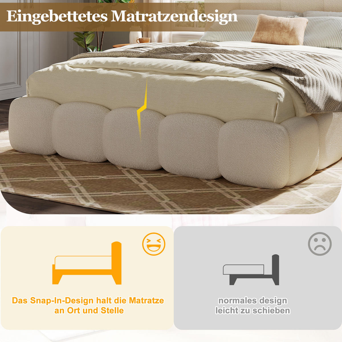 CANAPEA EXTENSIBILĂ din velur cu design capitonat, funcție 3 în 1 și pat queen-size - alb, material textil (180/200cm) - Urban Meuble