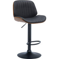 BARHOCKER Nova 90-111x49,5x50 cm Walnuss/Schwarz - Nussbaumfarben, Leder (49.5/90/50cm) - furnicato