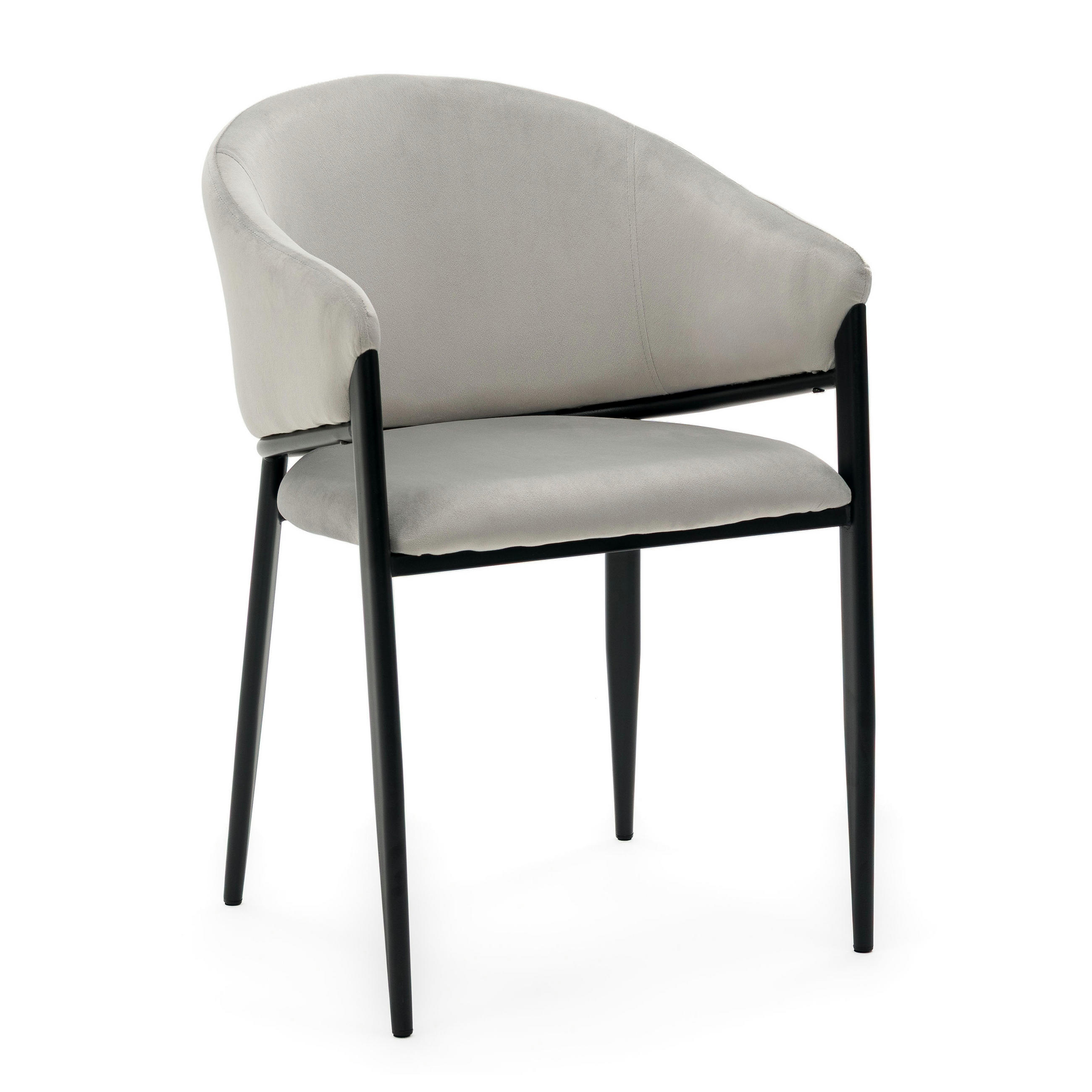 STUHL BUENO gespolsterter - hellgrau - Glamour Velour Samt - Hellgrau/Schwarz, Textil/Metall (57/81/59cm) - NEW HOME