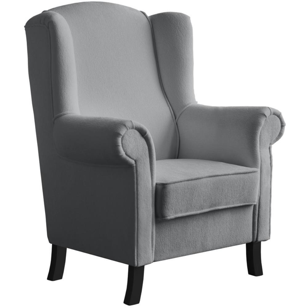 Beautysofa KŘESLO UŠÁK Leonardo šedé, bouclé látka