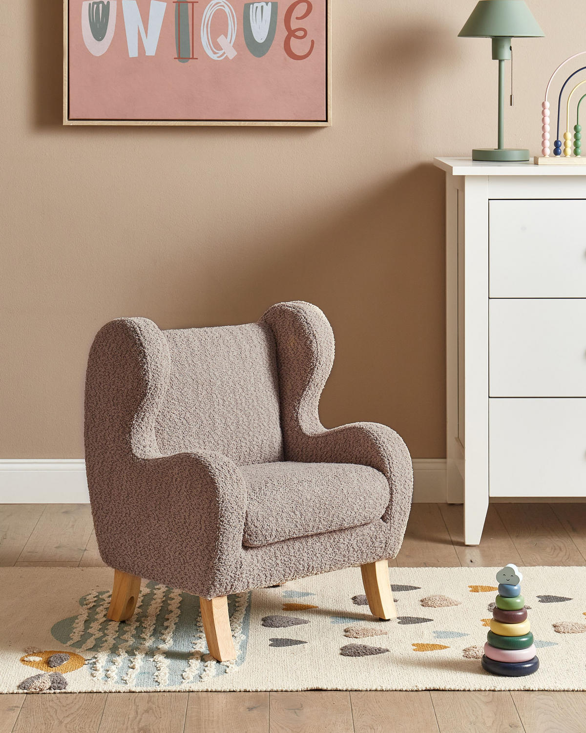KINDERSESSEL Beige Farum - Taupe/Braun, Textil (45/55/41cm) - Beliani