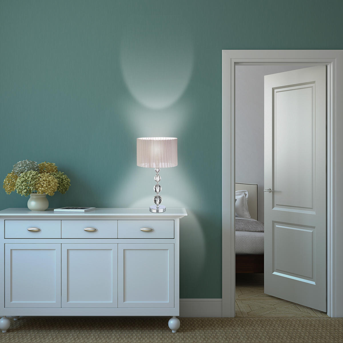 2XTISCHLAMPE - Multicolor, Glas/Textil (29.5/29.5/53cm) - Relaxdays