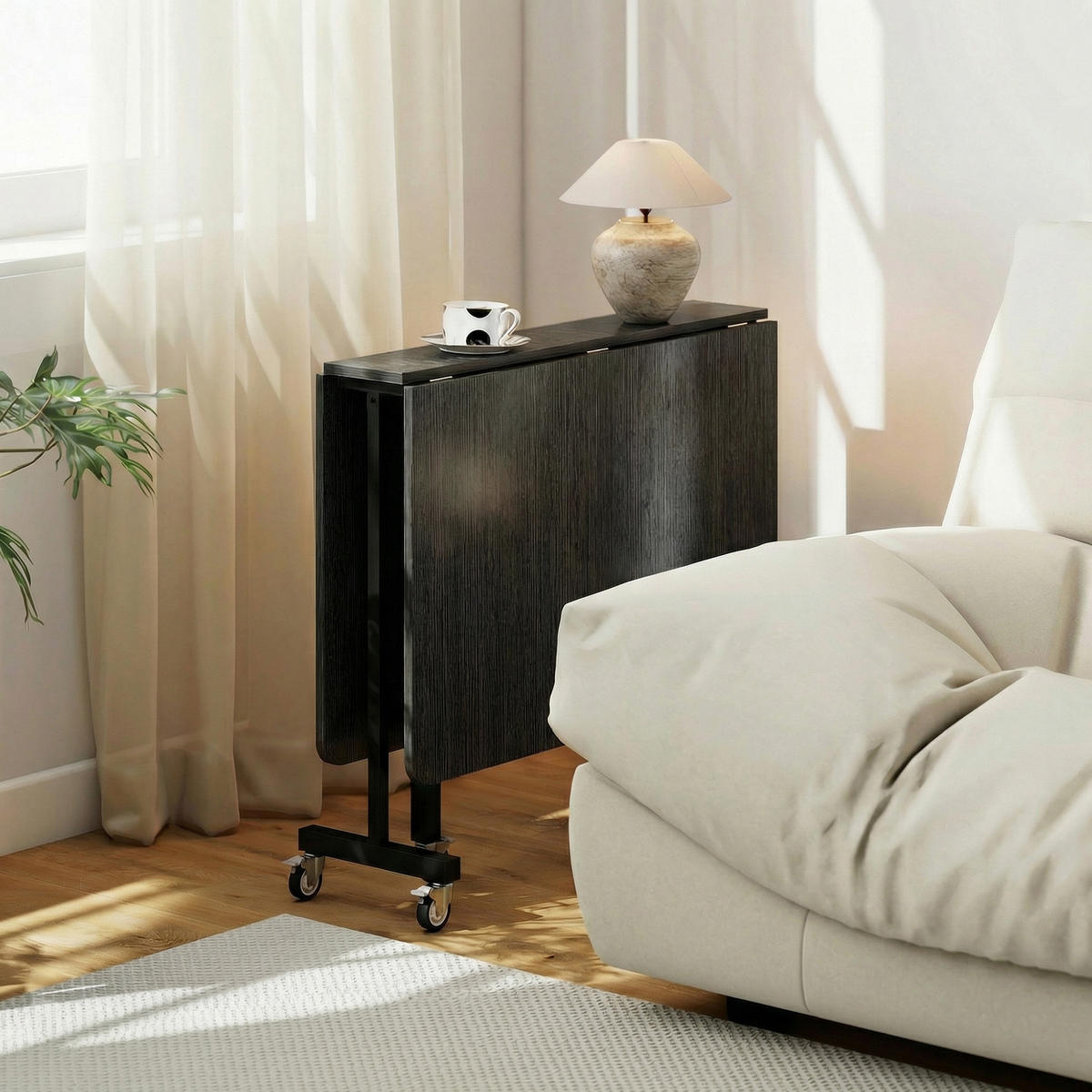 ESSTISCH DE-08416 für 4-6 Personen mit 6 Rollen Schwarz - Schwarz, Holzwerkstoff (120/80/73cm) - ComfortXL