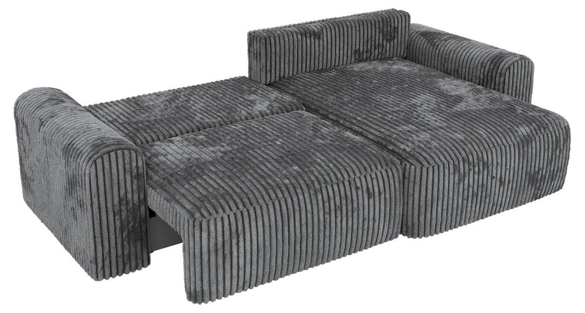 ROHOVÁ SEDAČKA NEKSON L - Šedá Manšestr - šedá/černá, textil/plast (274/152cm) - MKS