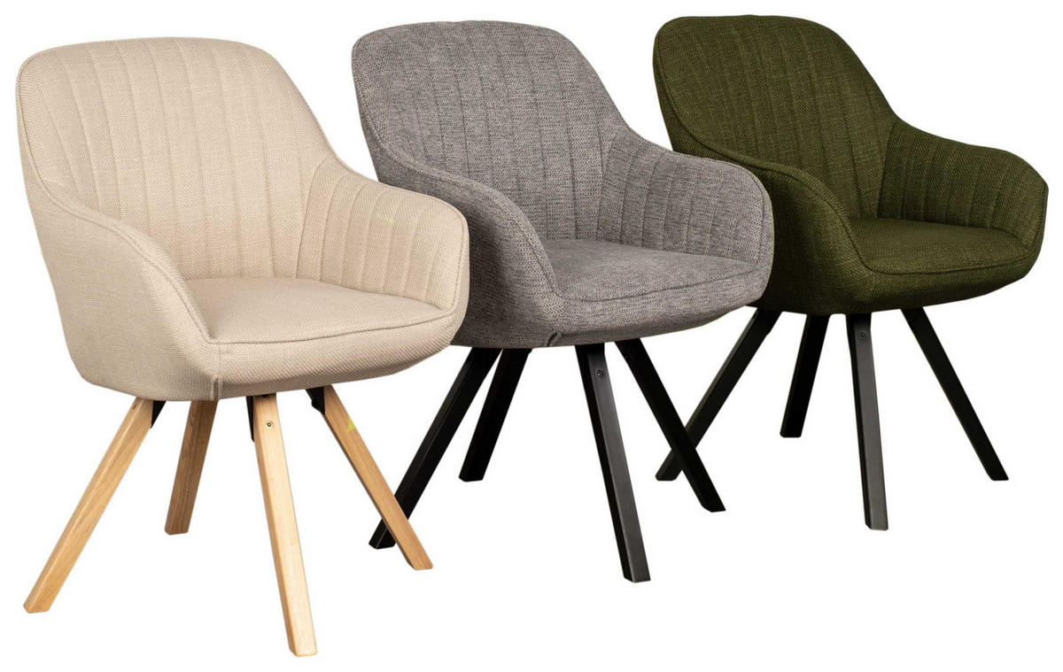 ESSZIMMERSTUHL Matera drehbar 59/84/61 cm - Hellgrau/Schwarz, Textil/Metall (59/84/61cm) - Mr. Deko