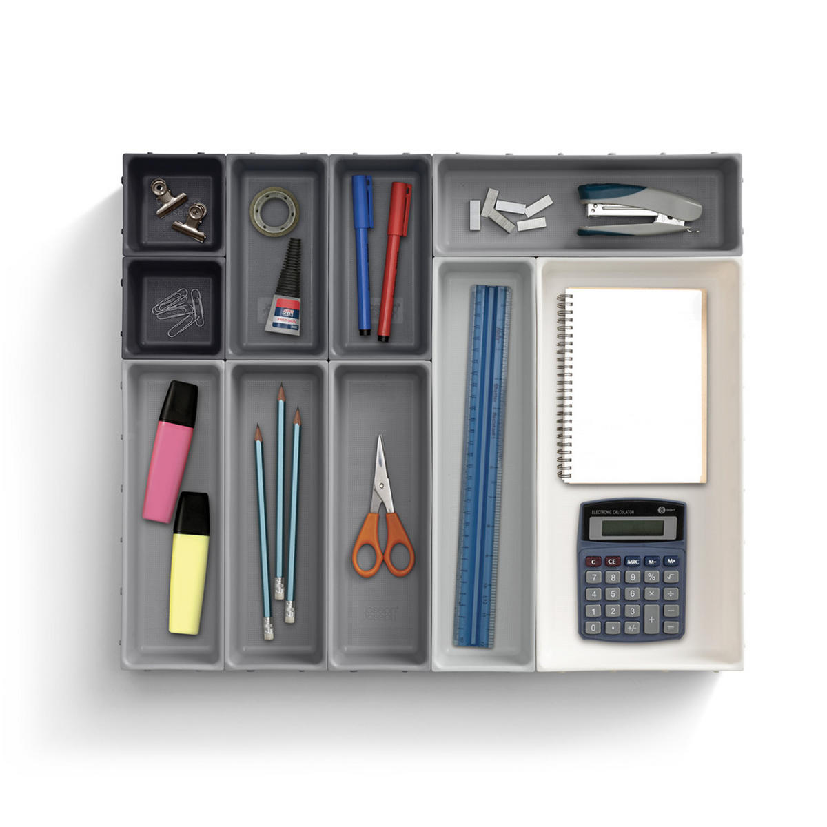 BESTECKKASTEN Besteckkästen Set 10-teilig Blox - Grau, Kunststoff (44/5/53cm) - Kela