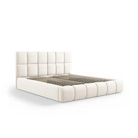 BETT mit Bettkasten und Kopfteil Bellis aus Samt leichtes beige 180x200cm - Beige, Textil (180/200cm) - Micadoni